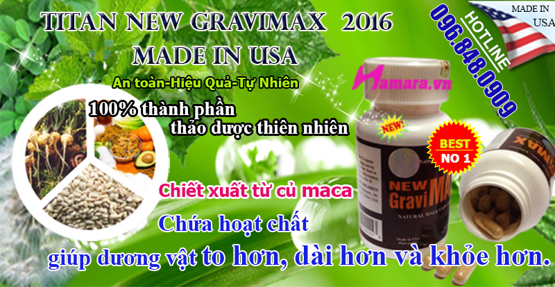 Viên uống Titan New Gravimax 2016 làm to và dài dương vật